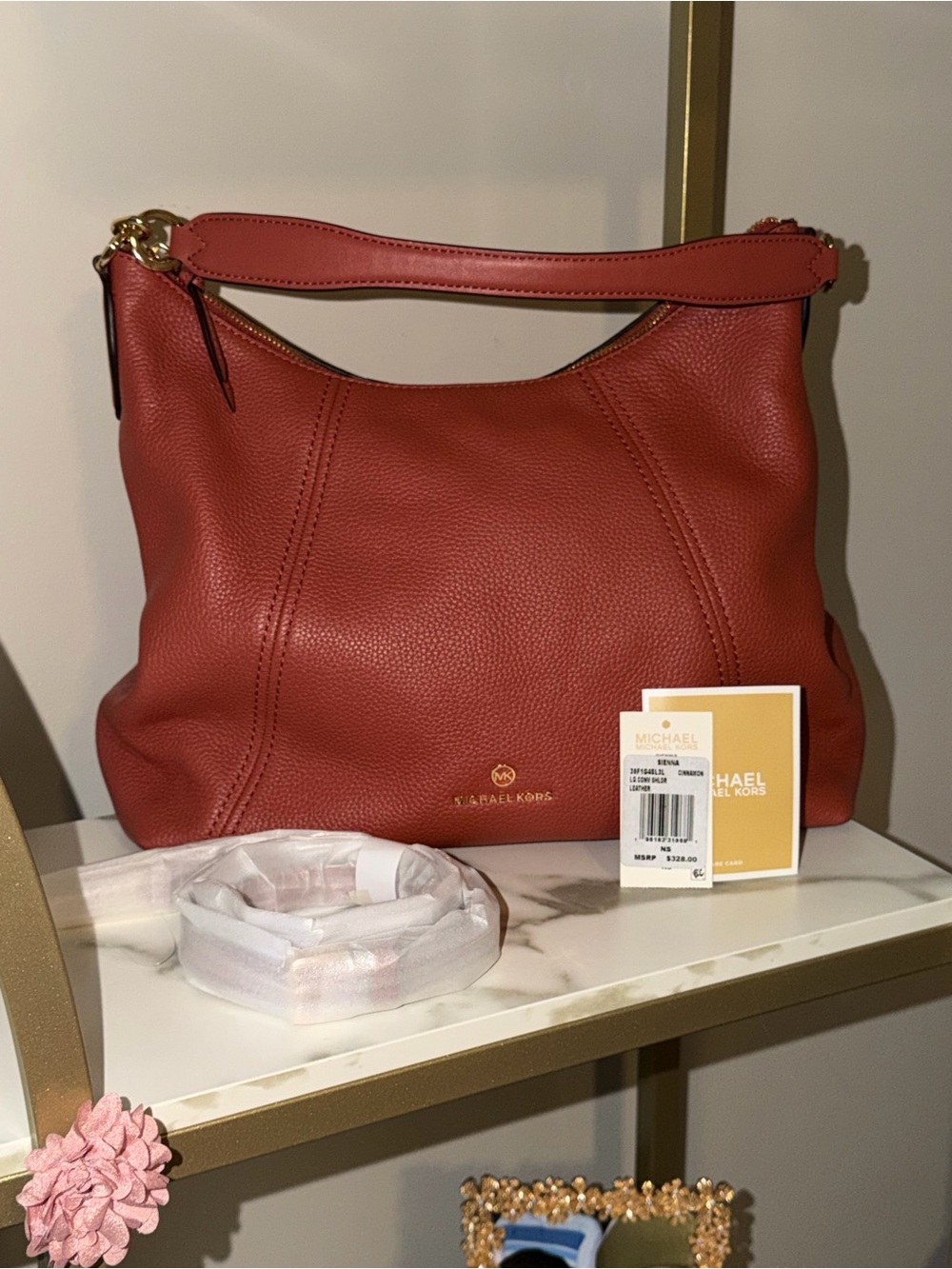 Michael Kors Sienna Large Convertible Shoulder Bag Cinnabar - Dustbag & Strap
